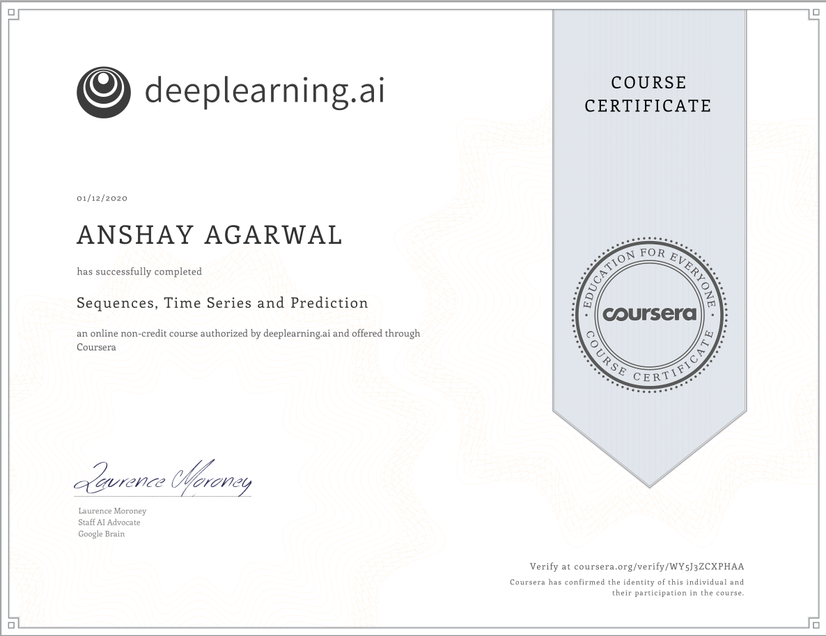 Sequences, Time Series and Prediction